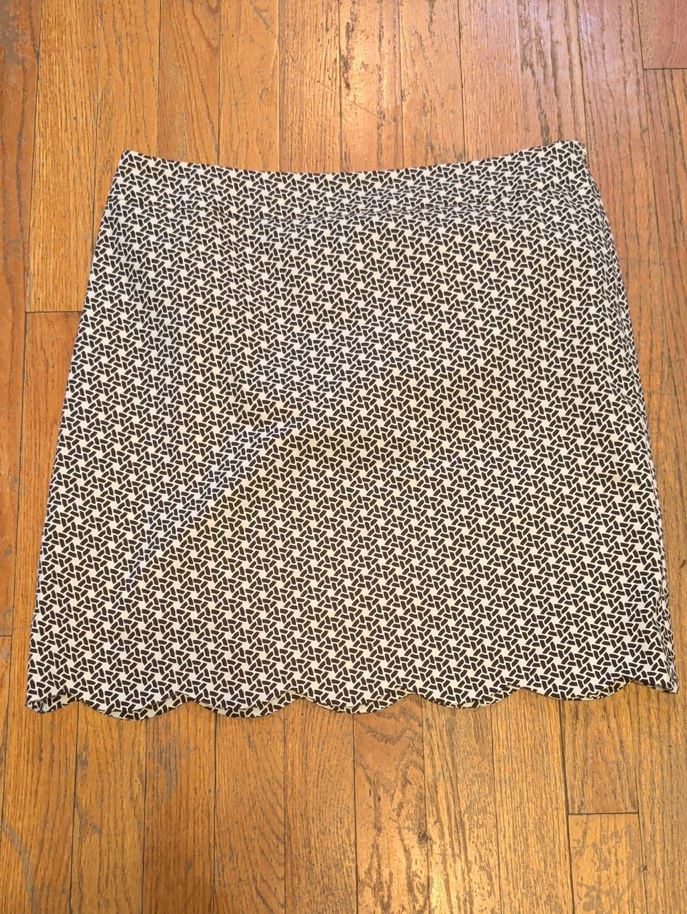 LOFT Black & White Mini Skirt with Scalloped Hem
